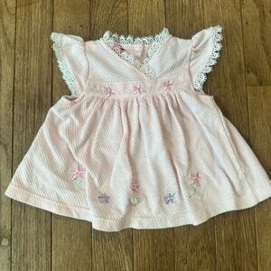 Vintage Pink Waffle Knit‎ Lace Little Lindsey Baby Dress 0-6 mo Floral